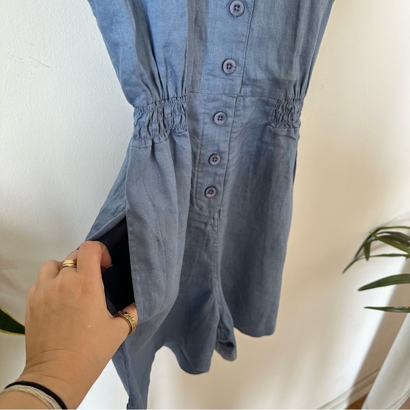 Saks Fifth Avenue Linen Chambray Sleeveless Blue Romper Size M - Picture 6 of 9
